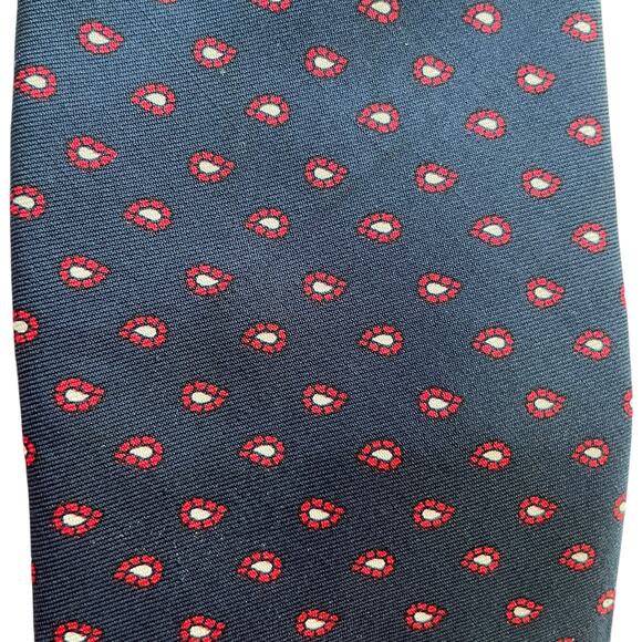 Brooks Brothers Makers Blue Red Dotted Classic Career Modern Silk Mens Tie - Picture 2 of 6